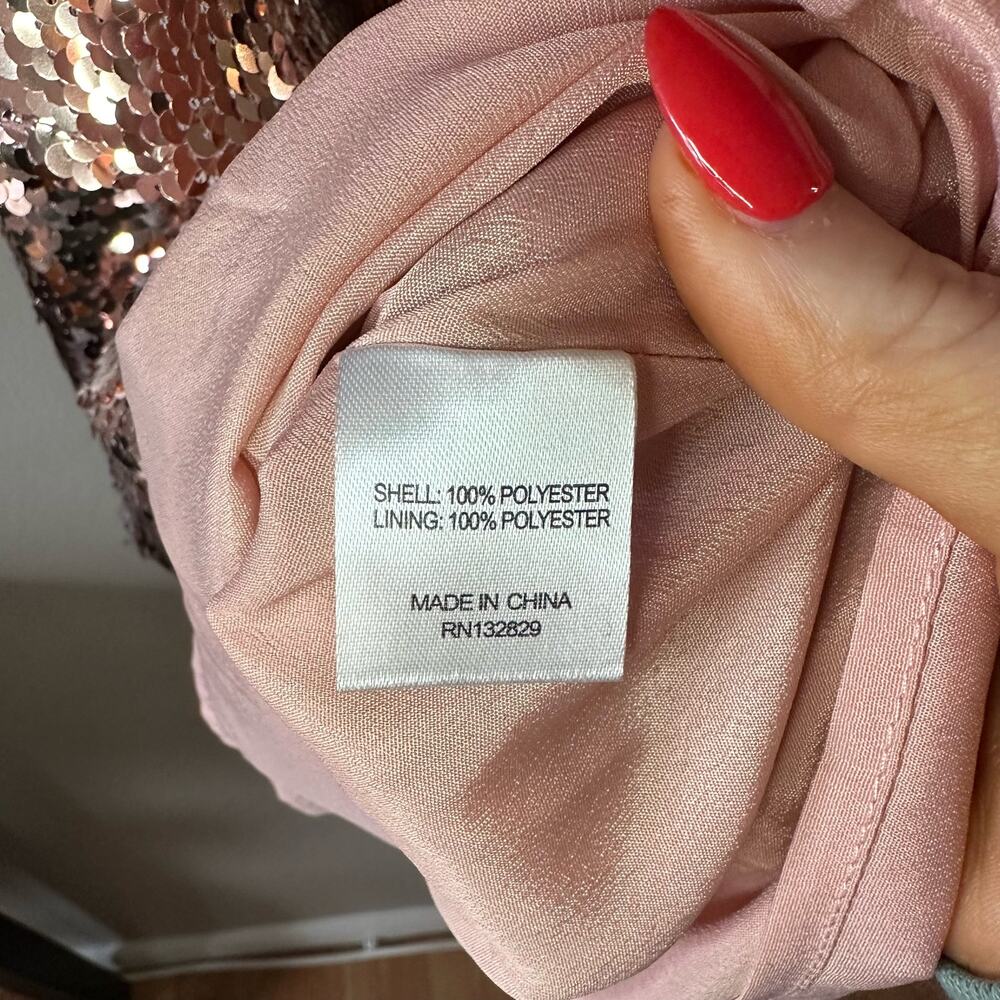 Lovers + Friends Knoll Mini Dress Rose Pink Sequins Strapless Bodycon Size S NWT - Picture 5 of 10